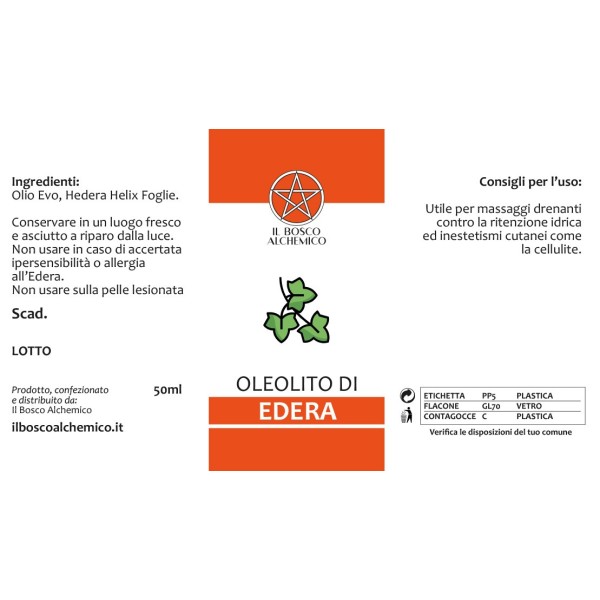 Oleolito di Edera 50ml – Drenante Naturale Anticellulite